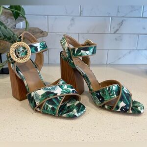 Call It Spring Celiaa Tropical Green Block Heels NWT!
